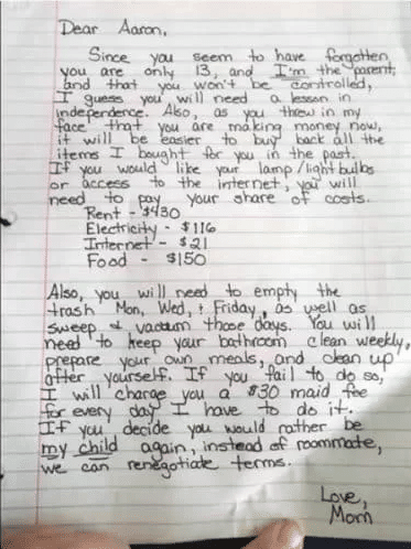 A note that a mother left on her “disrespectful” son’s door is now going viral.