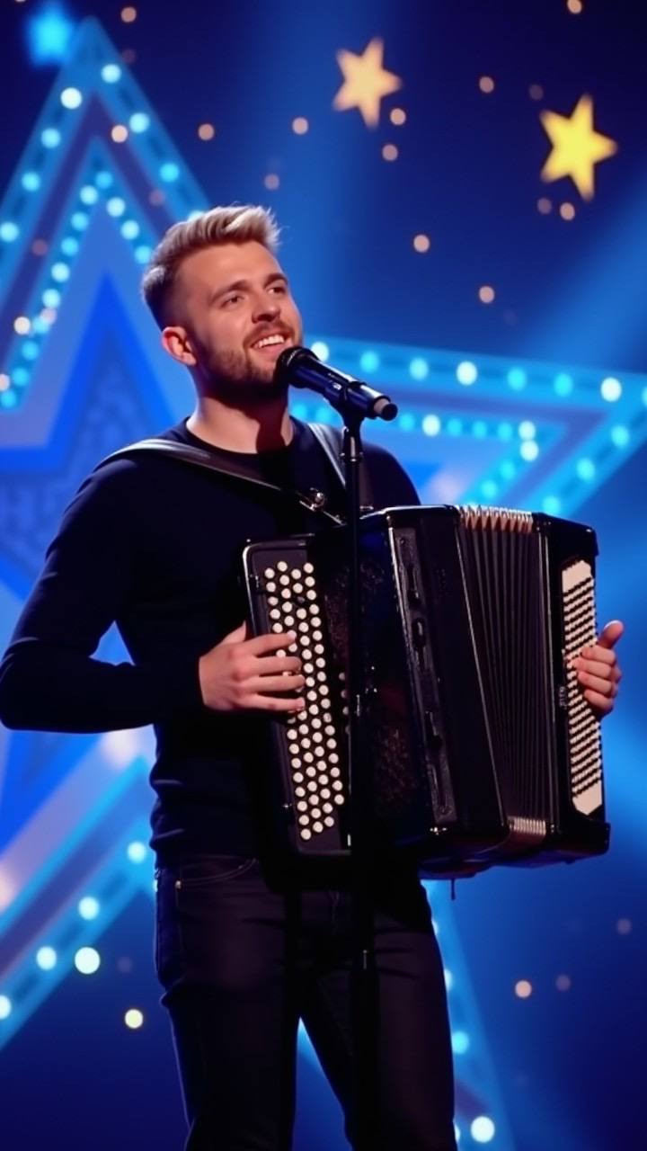 Talented Man Rocks the Talent Show Stage With a Wild Accordion Cover of Yes Sir I Can Boogie